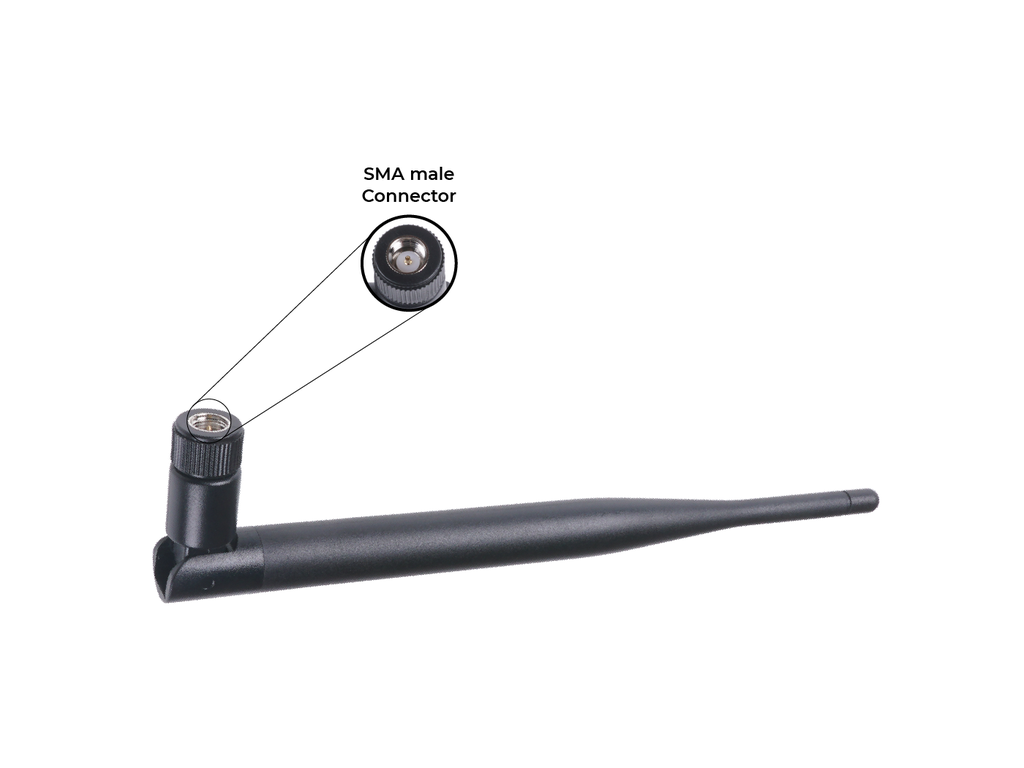 Antena externa 868MHz 195mm plegable negra con SMA macho